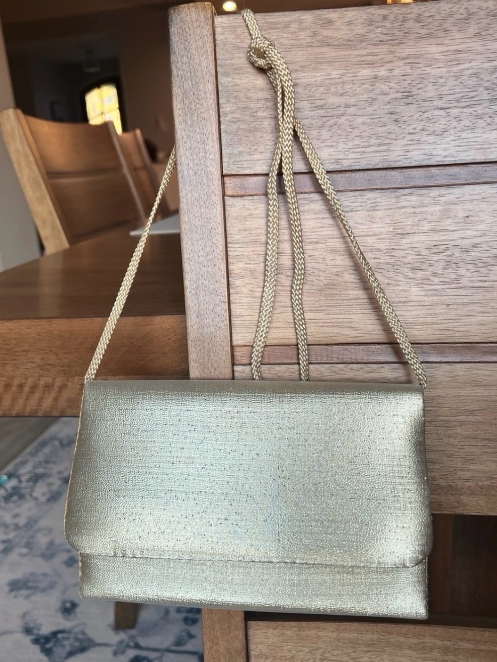 La Regale LTD. Gold Clutch with Strap